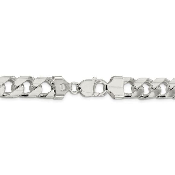 Men's 11mm Sterling Silver Solid D/C Domed Curb Chain Necklace, 22 In